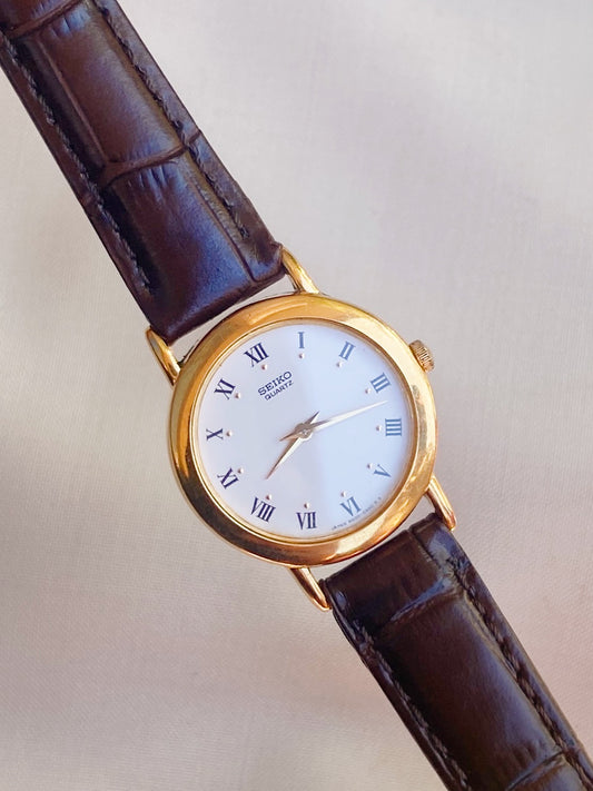 Seiko Roman Numeral Dial Leather Strap watch