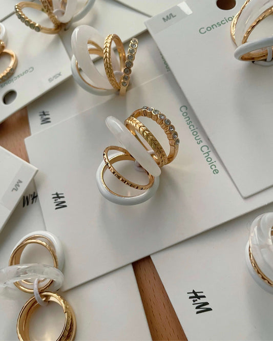 H&M white/gold themed dainty rings