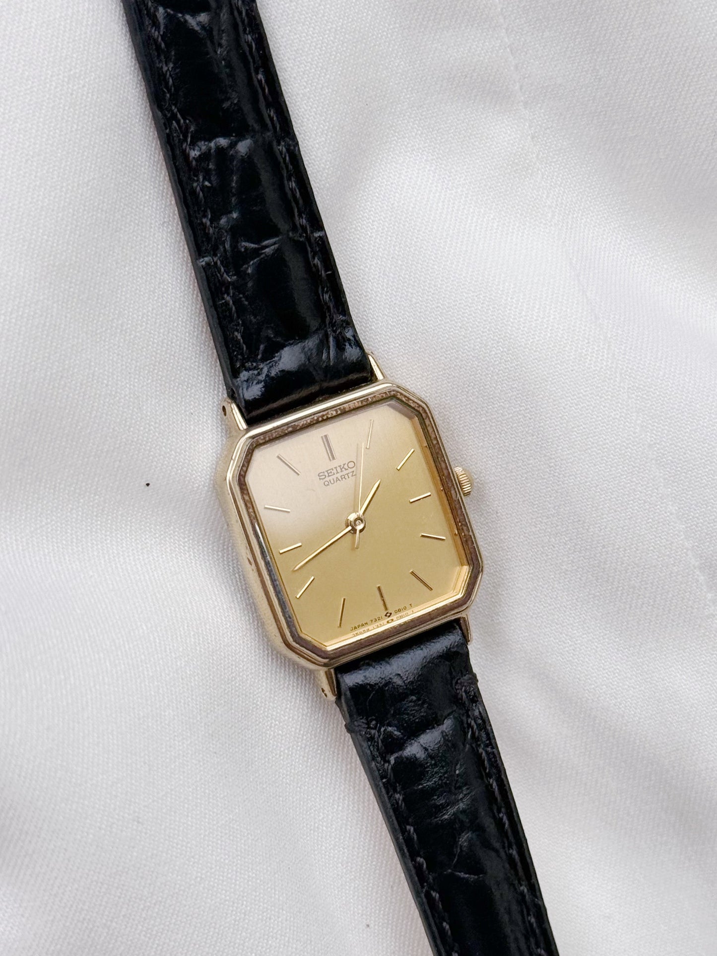 Seiko Tank Leather strap watch