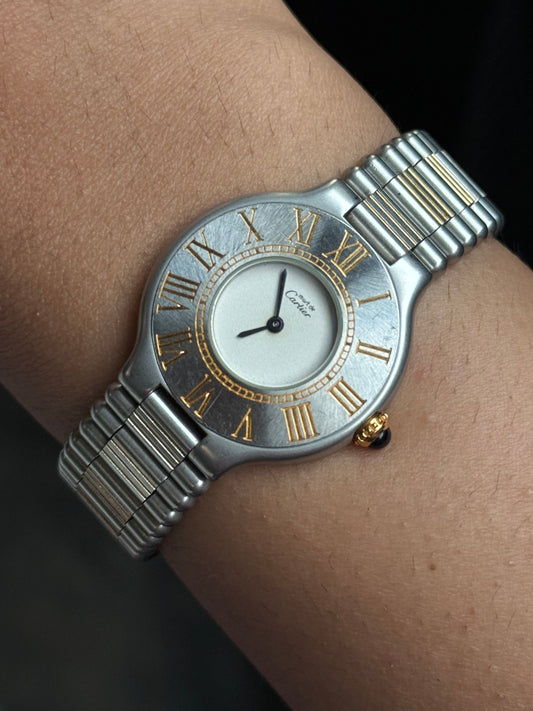 Vintage Must de Cartier 21, Two Tone and Stainless steel watch for women