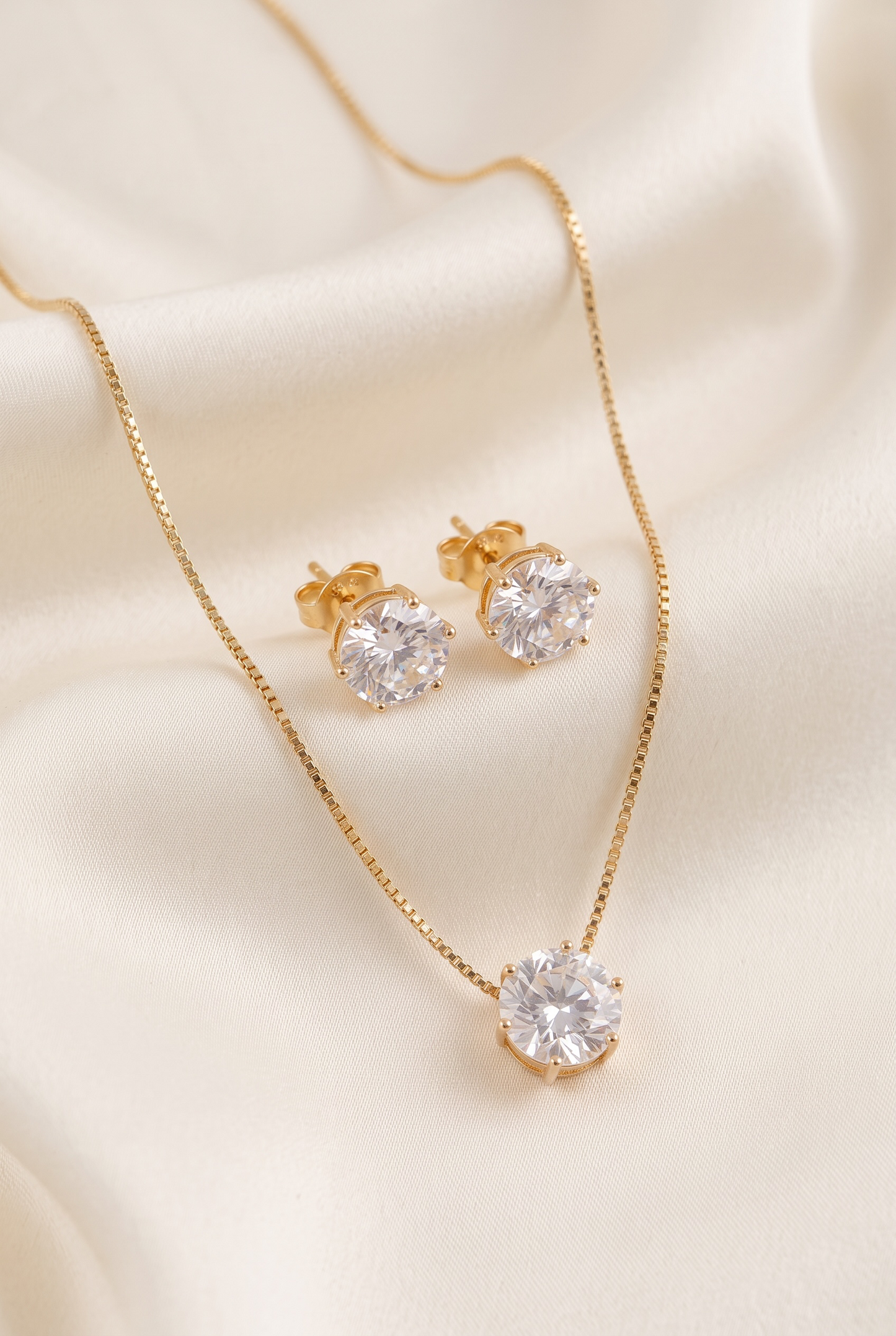 Zircon Pendant and Studs Set