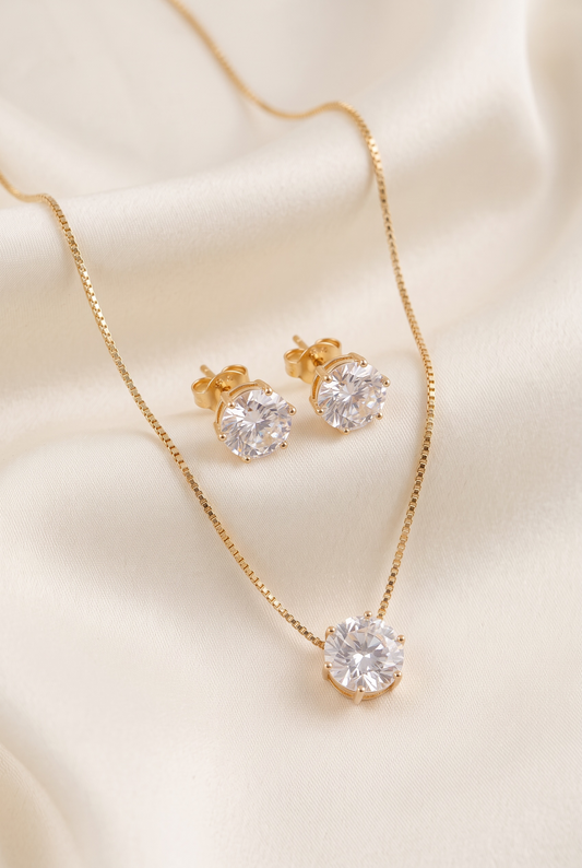 Zircon Pendant and Studs Set