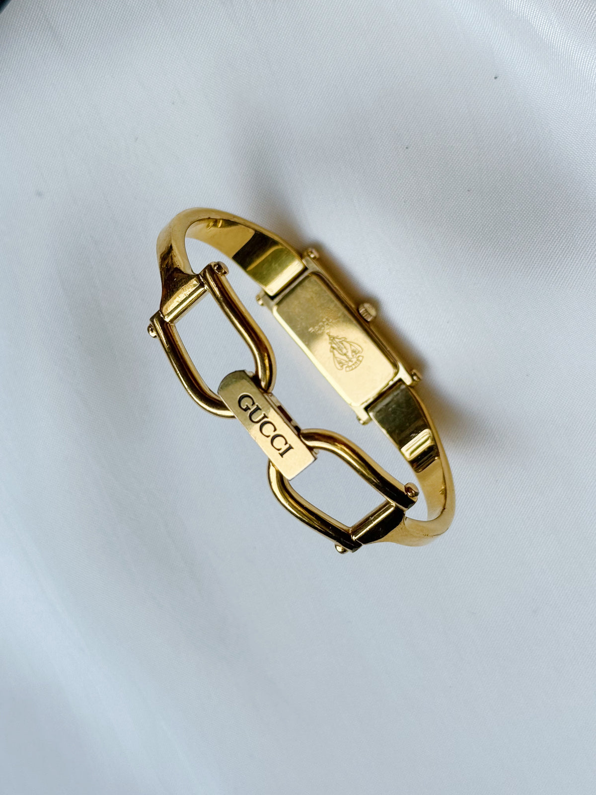 Vintage Gucci 90s Gold-Plated 1500L Quartz Watch ; MOP & Black dial
