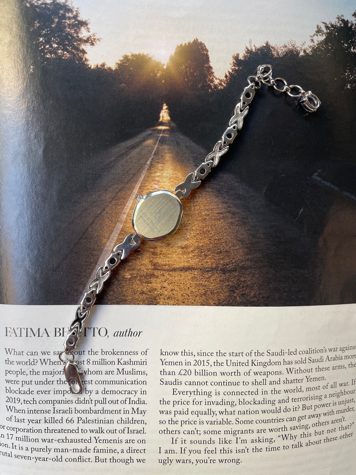 Vintage Dainty white stones watch for women