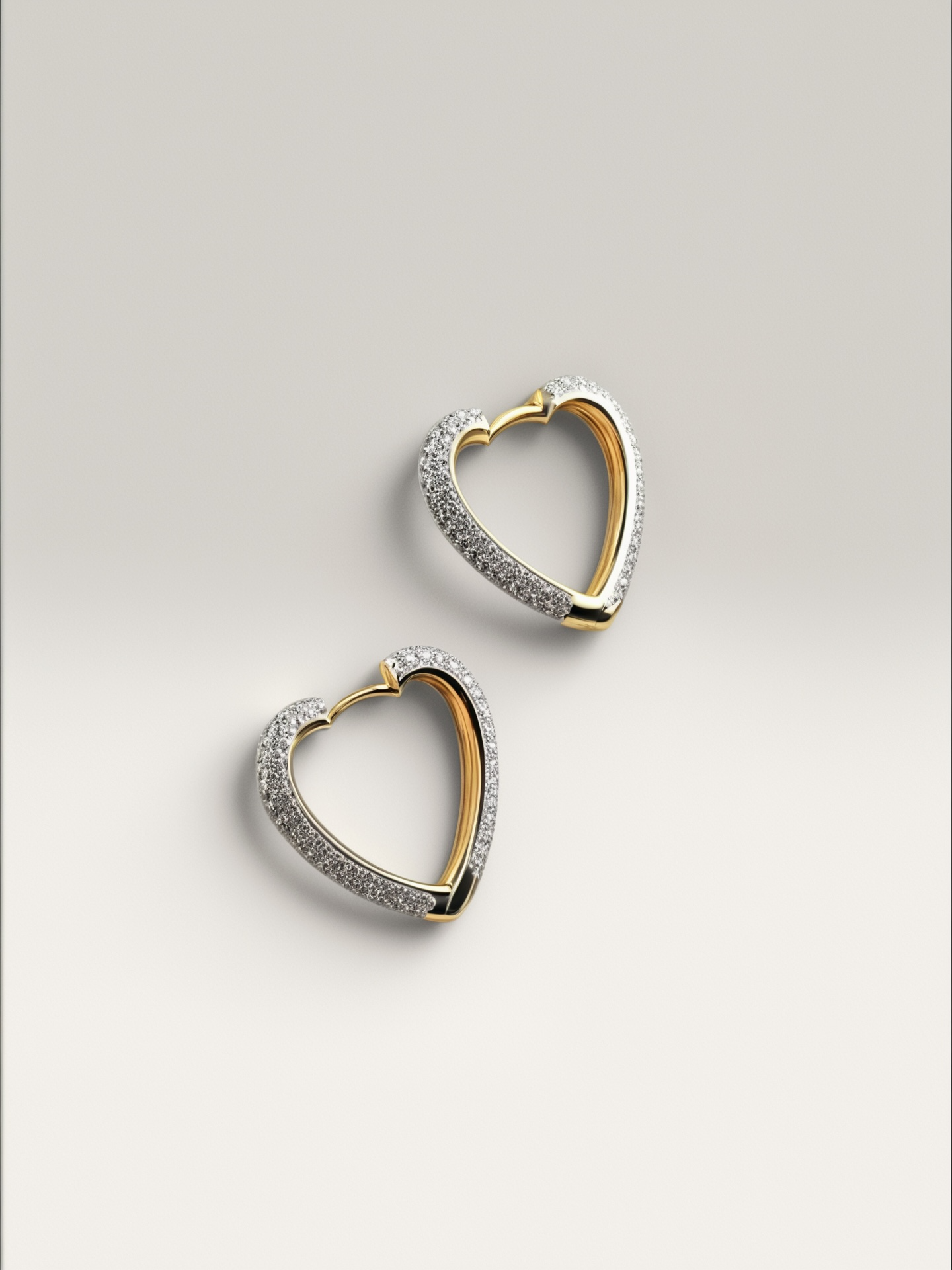 Two Tone Rhinestone heart Hoops