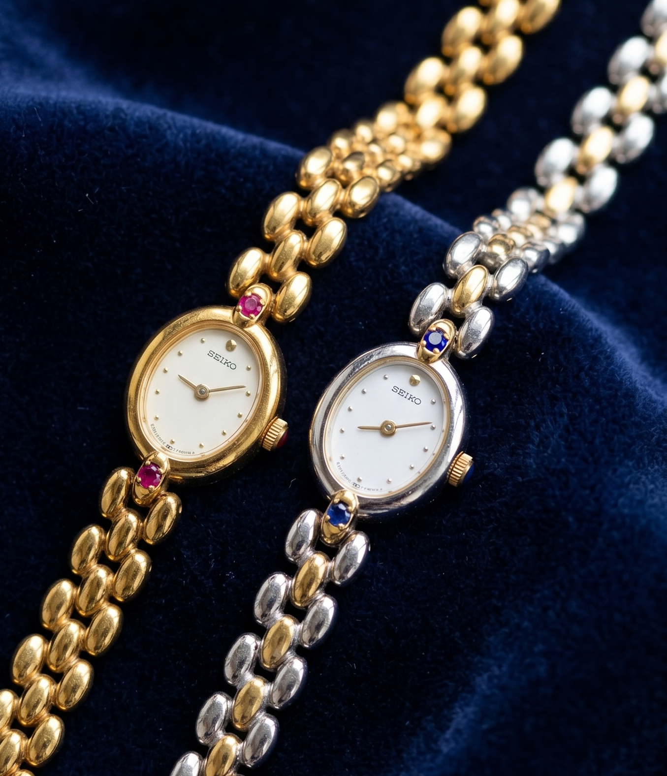 Ultra Rare Seiko Petite Dial Gold plated bracelet watch for women; Diamond accents & Rice bracelet