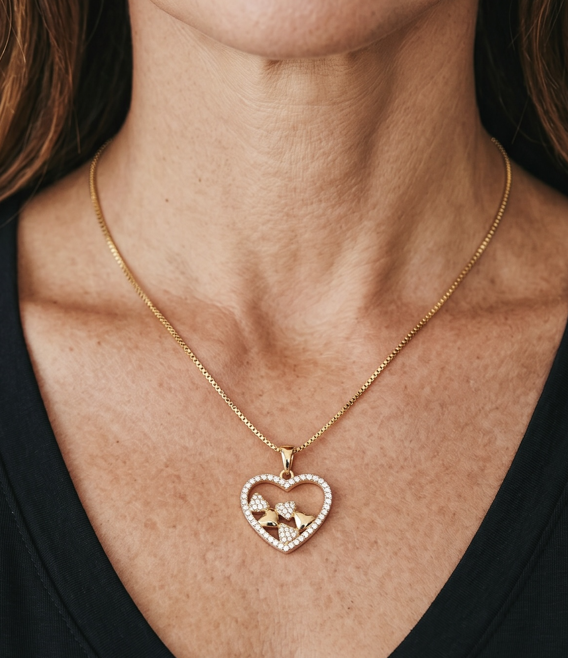 Mini hearts Rhinestone Necklace