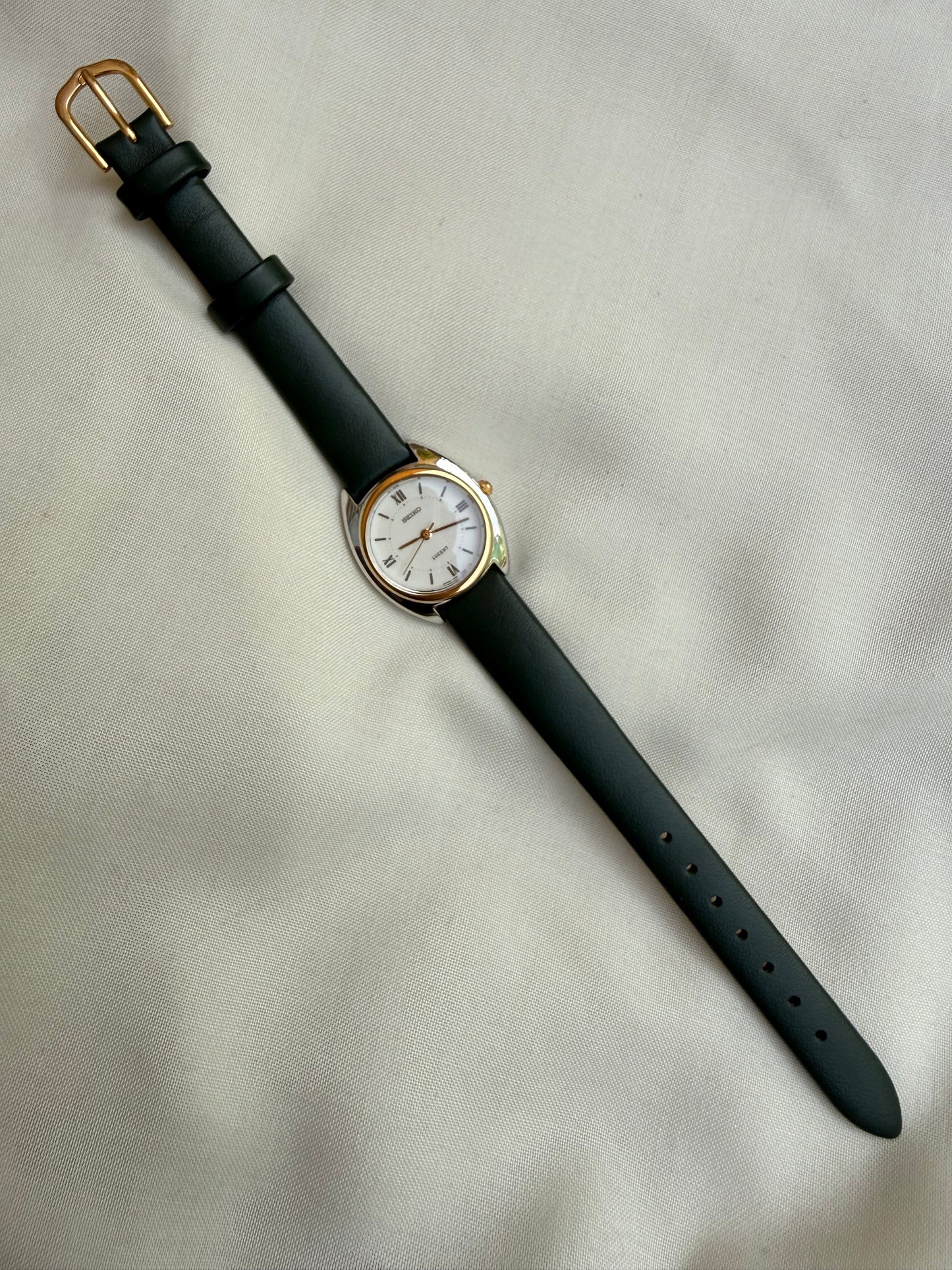 Seiko Lucent Two Tone Leather Strap Watch