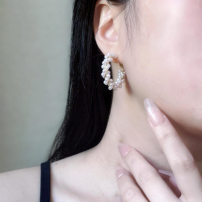 H&M Twisted Pearl Hoop Earrings