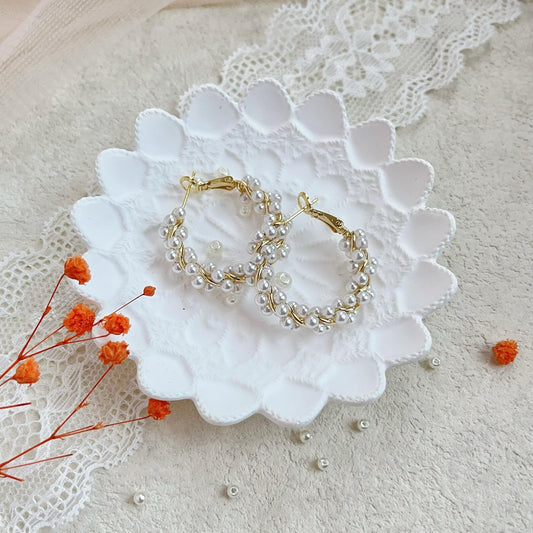 H&M Twisted Pearl Hoop Earrings