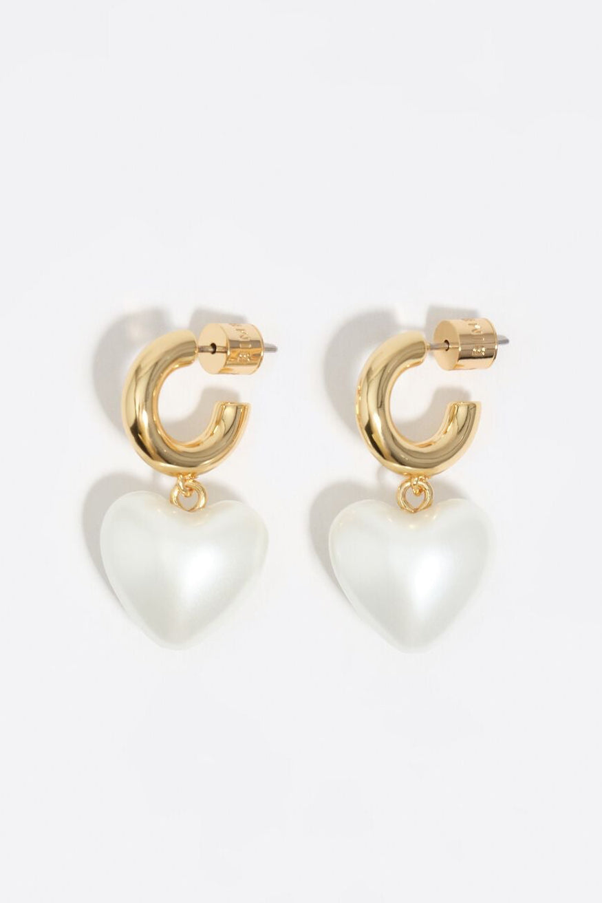 H&M GOLD HOOP EARRINGS AND PEARL HEART