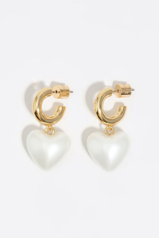 H&M GOLD HOOP EARRINGS AND PEARL HEART