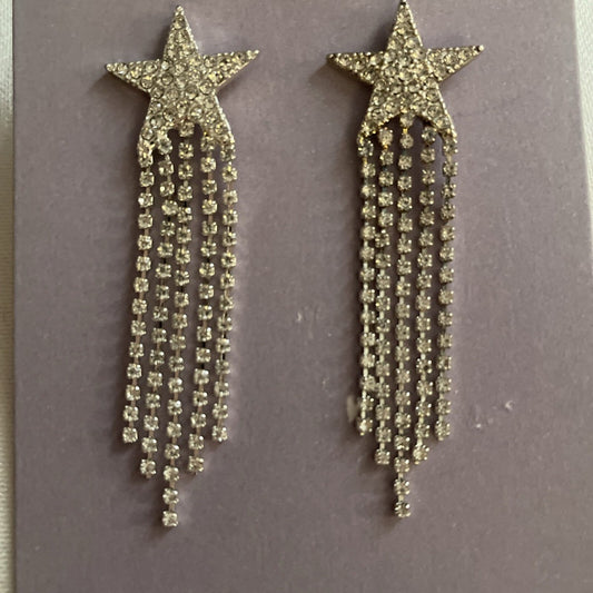 H&M silver star stone earrings