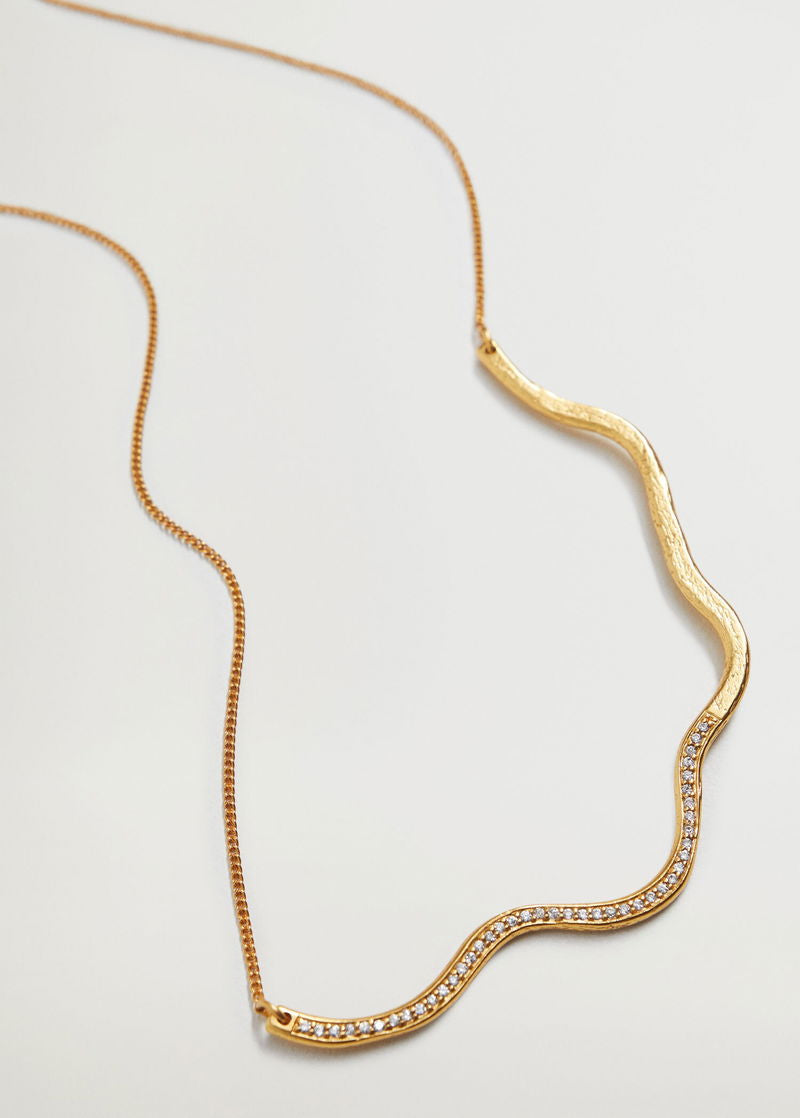 MNG 
24k gold plated Embossed Asymmetric Necklace