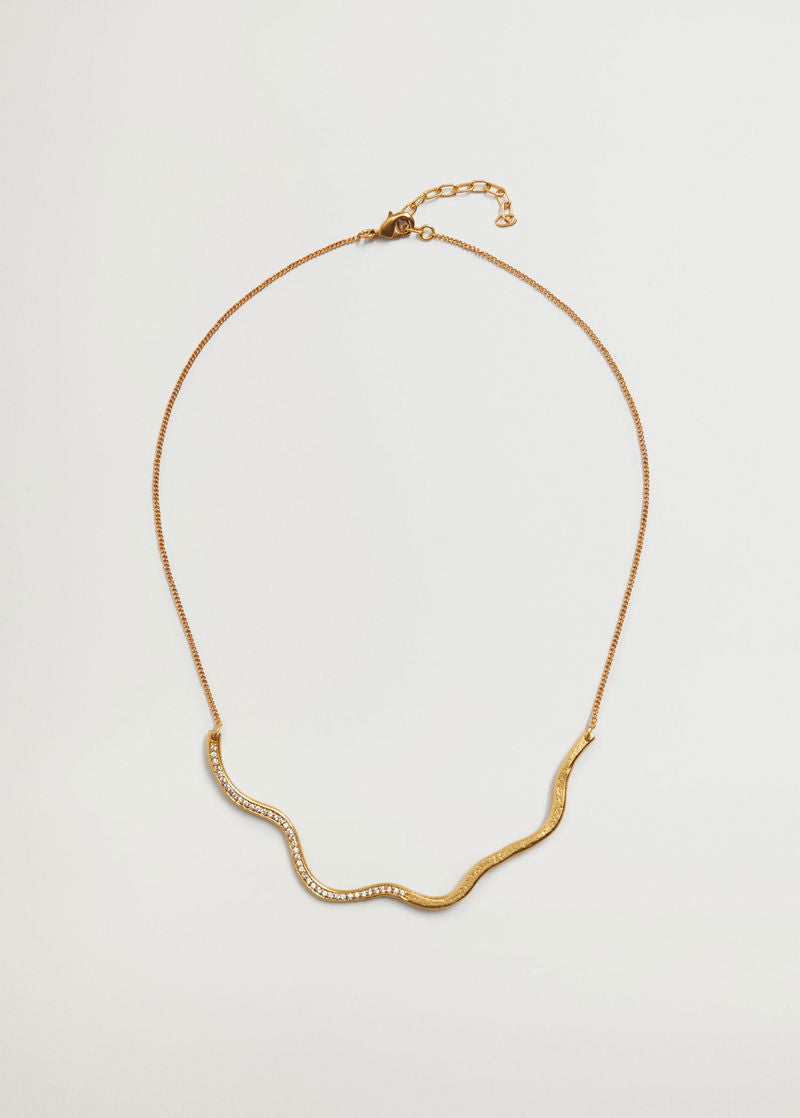 MNG 
24k gold plated Embossed Asymmetric Necklace