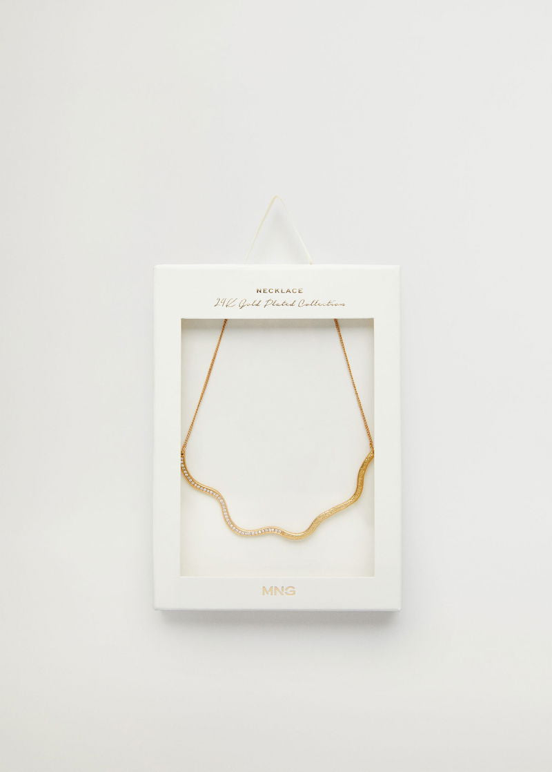 MNG 
24k gold plated Embossed Asymmetric Necklace