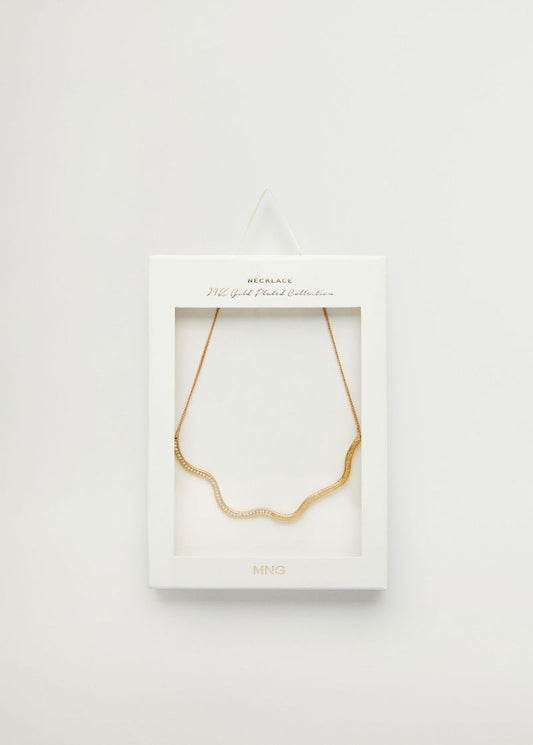 MNG 
24k gold plated Embossed Asymmetric Necklace