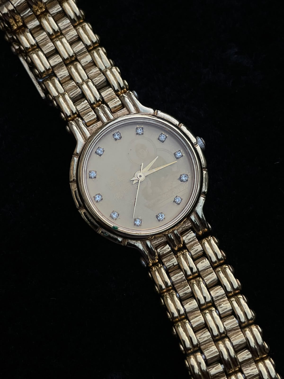 Vintage Buddha gold plated ladies bracelet watch
