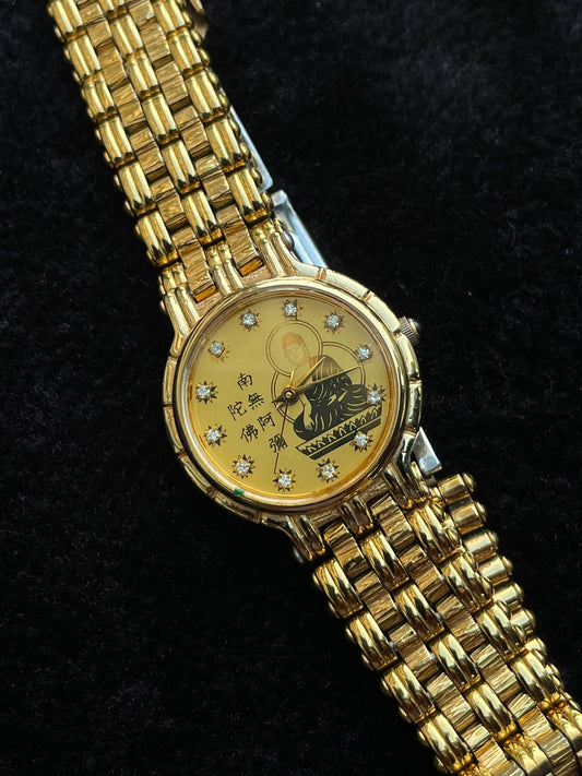 Vintage Buddha gold plated ladies bracelet watch