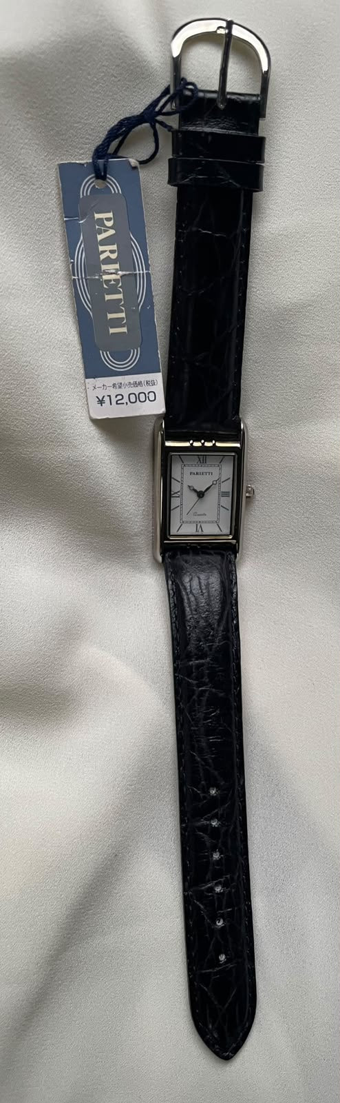 Vintage Parietti quartz tank-style Silver plated quartz watch.