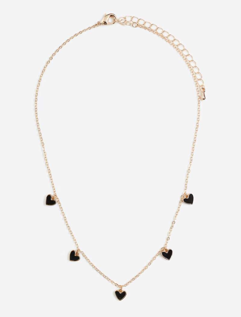 H&M Black heart dangling necklace